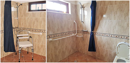 Wet Room Shower Areas (Left: Casa Aguia, Right: Casa Coruja)